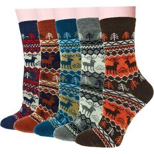 YZKKE 5Pack Womens Q-16 Vintage Winter Soft Warm Thick Cold Knit Wool Crew Soize